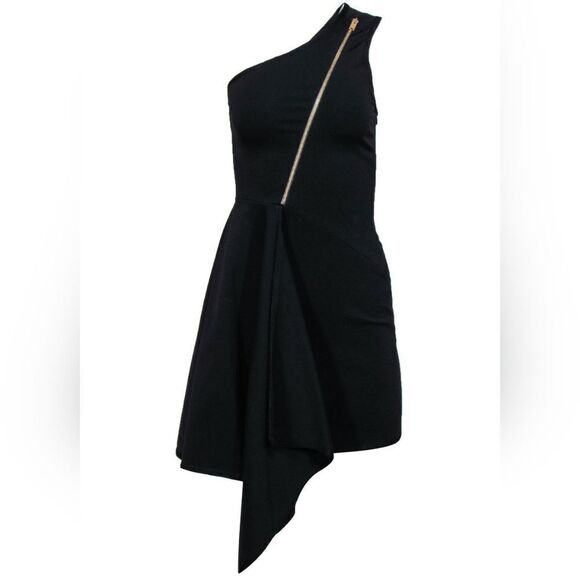 Stella McCartney - Black One-Shoulder Asymmetrical Dress w/ Front - Picture 4 of 6